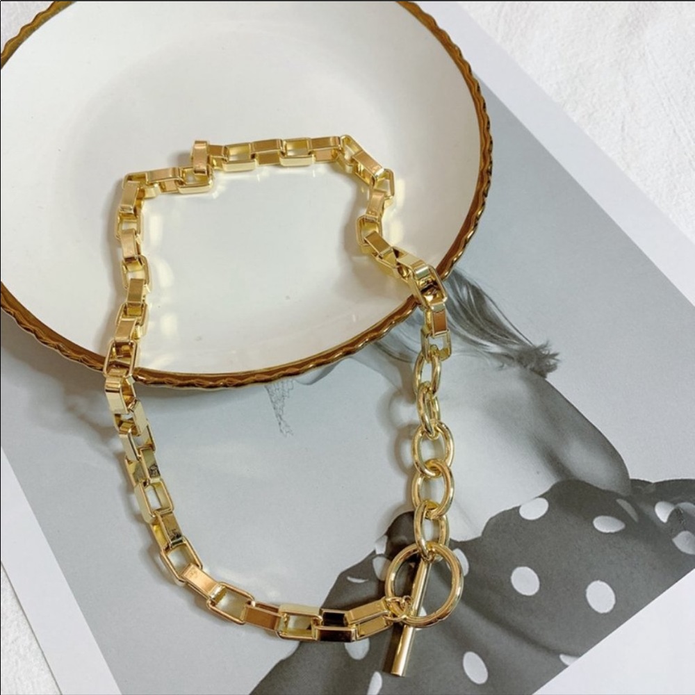 💎NEW 18K Yellow Gold Chunky Link Chain Necklace - Picture 5 of 8